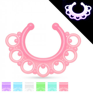 Faux piercing septum en acrylique fluorescent style tribal