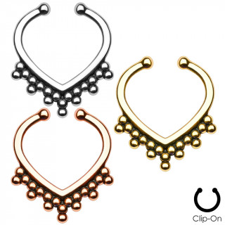 Faux piercing septum en forme de coeur perl