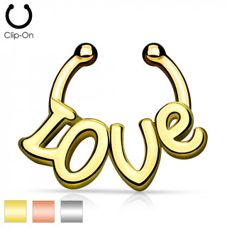 Faux piercing septum avec mot "Love"