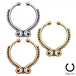 Faux piercing septum perl  spirales style vintage