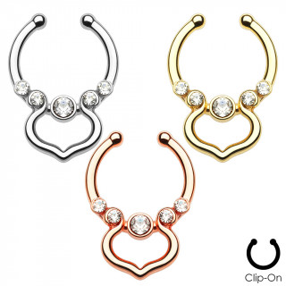Faux piercing septum serti à figure élégante