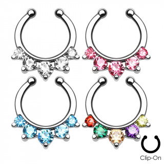 Faux piercing septum serti de cinq pierres