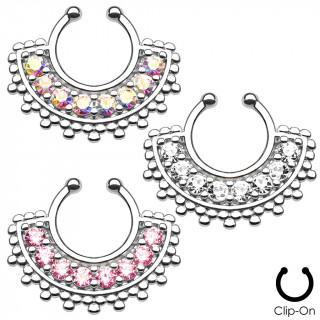 Faux piercing septum style ventail tribal argent