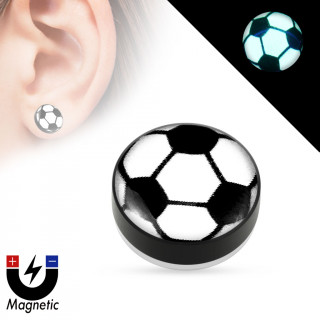 Faux plug d'oreille  ballon football fluo (magntique - sans perage)