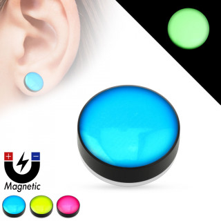 Faux plug d'oreille à pastille fluorescente (magnétique - sans perçage)