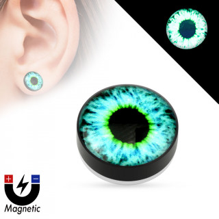 Faux plug d'oreille avec oeil fluo (magntique - sans perage)