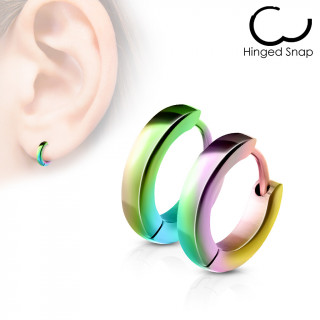 Fines boucles d'oreilles bombes en acier arc en ciel (paire)