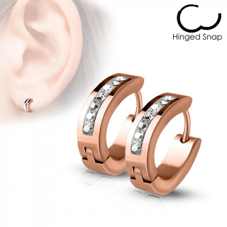 Fines boucles d'oreilles cuivres en acier  7 cristaux (paire)