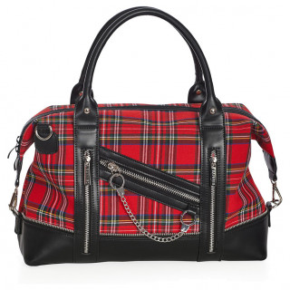 Grand sac punk-rock tissu �cossais et similicuire � menottes
