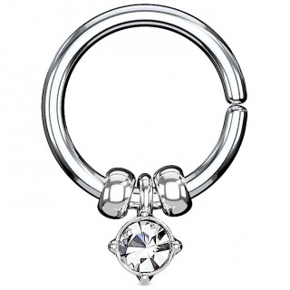 Anneau (tordable)  perles et cristal pendant - Gris