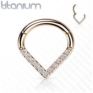 Anneau charnire Titane cuivr style triangle  zirconiums (septum, oreille...)