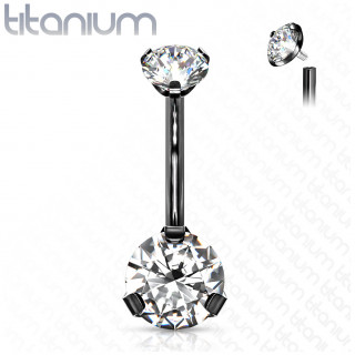 Piercing nombril en titane noire haute qualit  zirconiums (filetage interne)