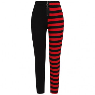 Pantalon femme mi noir mi stri rouge - Banned