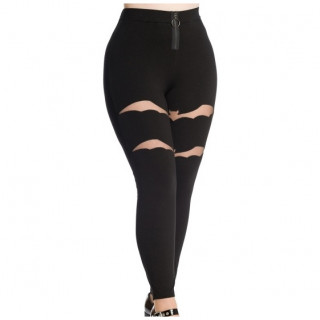 Pantalon leggings femme noir  chauve-souris ajoures - Banned