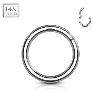 Piercing anneau à segment clips en or blanc 14 carats (oreille, téton, lèvre...)