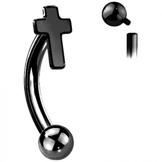 Piercing Croix Latine Noire en acier (arcade, rook...)