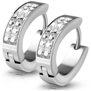 Fines boucles d'oreilles homme en acier à 7 cristaux (paire)