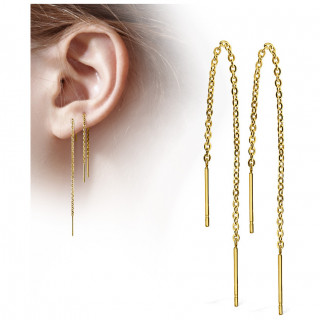 Chaines d'oreilles dores en acier  barres suspendues (paire)