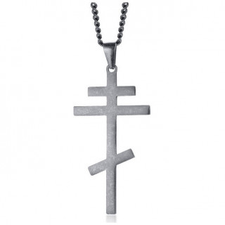 Pendentif homme croix orthodoxe en acier aspect bton