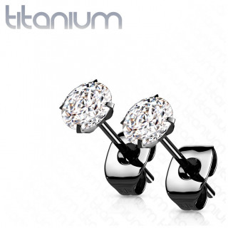 Clous d'oreilles en Titane Noir sertis de zirconiums