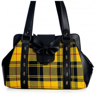 Sac  main tartan jaune  cranes et noeud chauve-souris - Banned