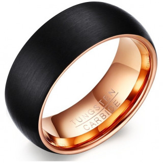 Bague homme en tungstene cuivr  pourtour noir mat bross