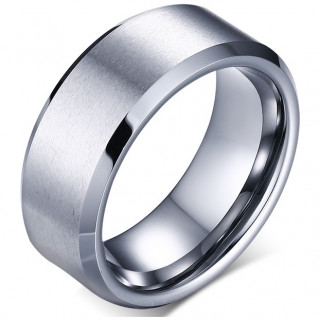 Bague homme grise en tungstene  bandeau bross