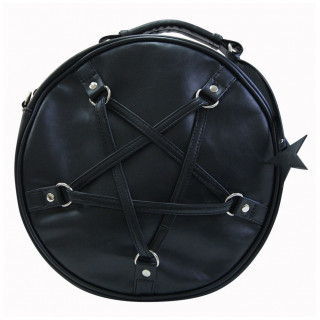 Sac  main gothique Banned noir et rond  pentagrammes