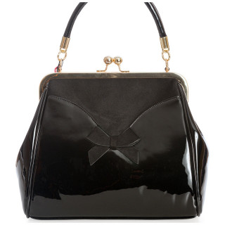 Sac à main rétro noir glacé à fermeture boules "Marilyn" - Banned