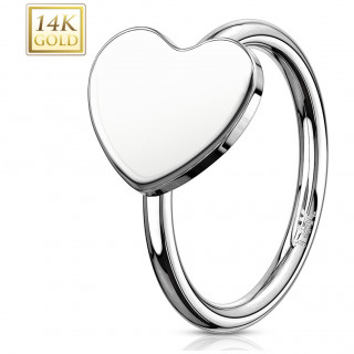 Piercing anneau oreille / nez en or blanc 14 carats avec coeur
