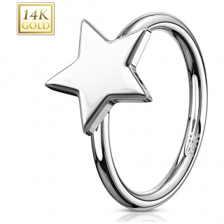 Piercing anneau oreille / nez en or blanc 14 carats avec étoile