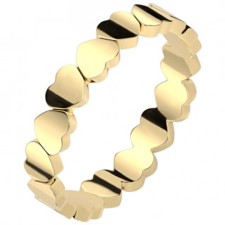 Bague femme couronne de coeurs en acier doré