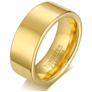 Bague homme dore en tungstene  bandeau poli