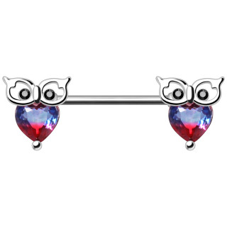 Piercing tton hiboux  coeur Tourmaline synthtique