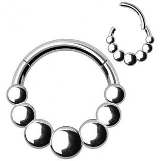 Anneau charnière en acier à ronds asymétriques (septum, lobe, hélix...)