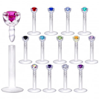 Piercing lvre Labret Bio-Flex serti d'un zircon