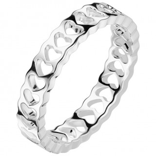 Bague femme  coeurs ajours en acier