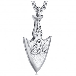 Pendentif homme pointe de flche celtique  noeud de triquetra en acier