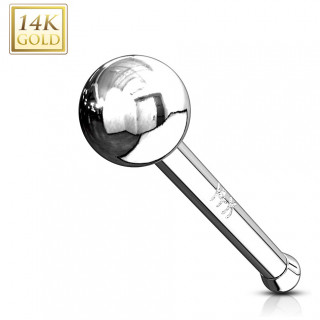 Piercing nez stud boule en or blanc 14 carats