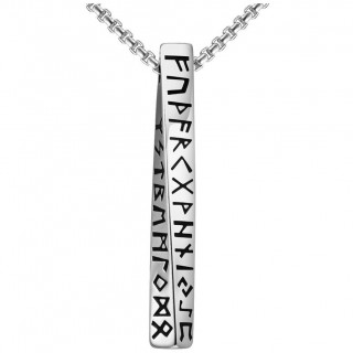 Pendentif homme pilier  runes vikings en acier (chaine incluse)