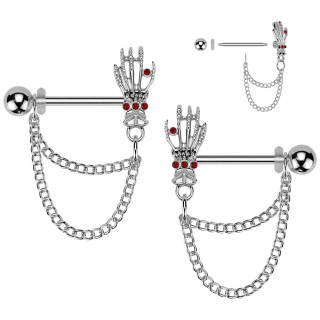 Piercings Ttons  main squelette et chaines (Paire)
