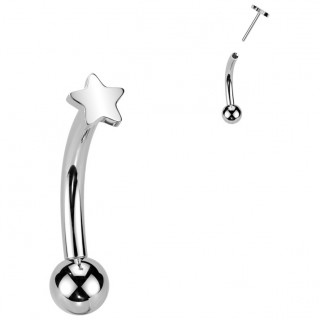 Piercing courbé Titane à petite étoile push-in (arcade, rook...)