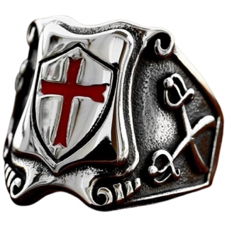Bague homme acier  Bouclier de templier