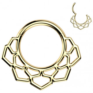 Anneau charnire dor  design nervur en acier haute prcision (oreille, septum...)