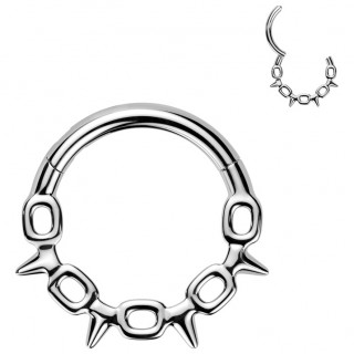 Anneau charnire design fil barbel en acier haute prcision (oreille, septum...)