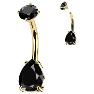Piercing nombril dor acier  goutte zirconium noire