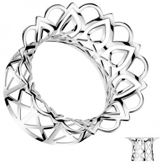 Piercing carteur tunnel  motif floral entrelac (en laiton plaqu rhodium)