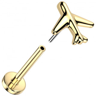 Piercing oreille Avion push-in en Titane dor