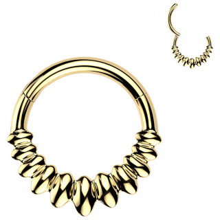 Anneau clicker dor ventail d'amandes en acier haute prcision (oreille, septum...)