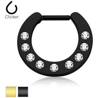 Piercing septum plaqu IP et serti de 9 pierres